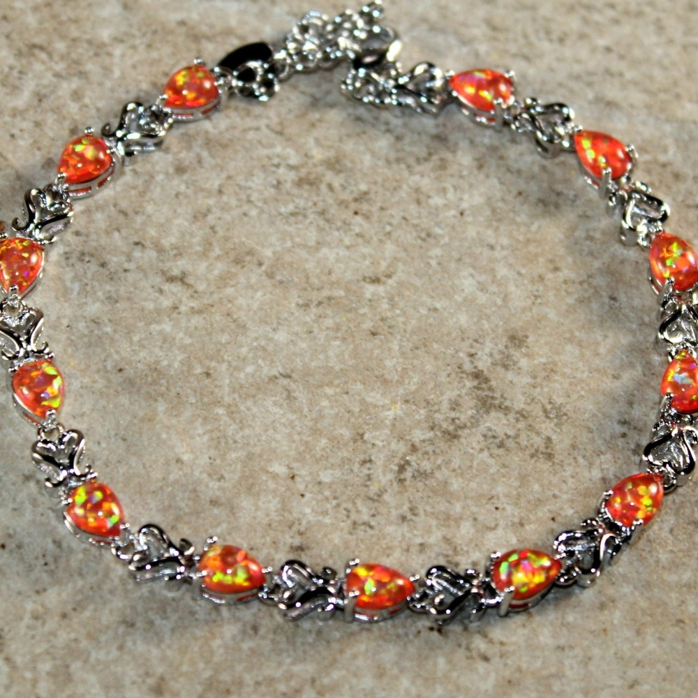 Orange Fire Opal Teardrop Bracelet Jewelry